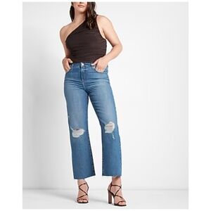 Express Jeans Women's 12R Blue 90s Ankle Boot Mid Rise Distressed Med Wash